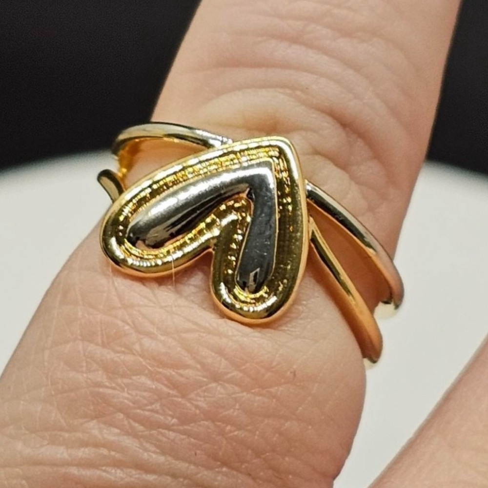Gold and Silver Heart Ring size 8